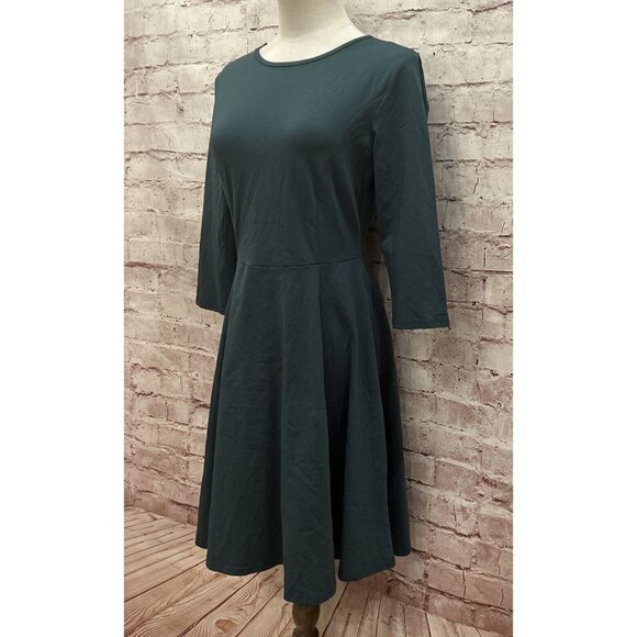 Sarin Mathews Womens Green Stretch Knit A-line Skater Dress 3/4 Sleeve - Size S - Picture 3 of 5